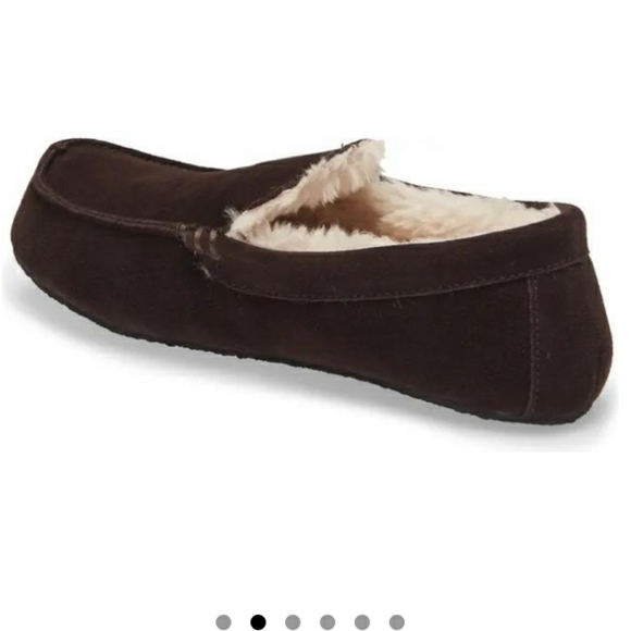 🆕️Leather Suede Sherpa Moccasin Nordstrom ugg-style Slipper Brown Men's 11 - Picture 2 of 7